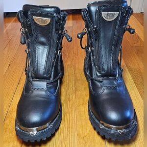 Jafrum Women's Motorcycle Leather Biker Boots Black Size 11 - MB 556